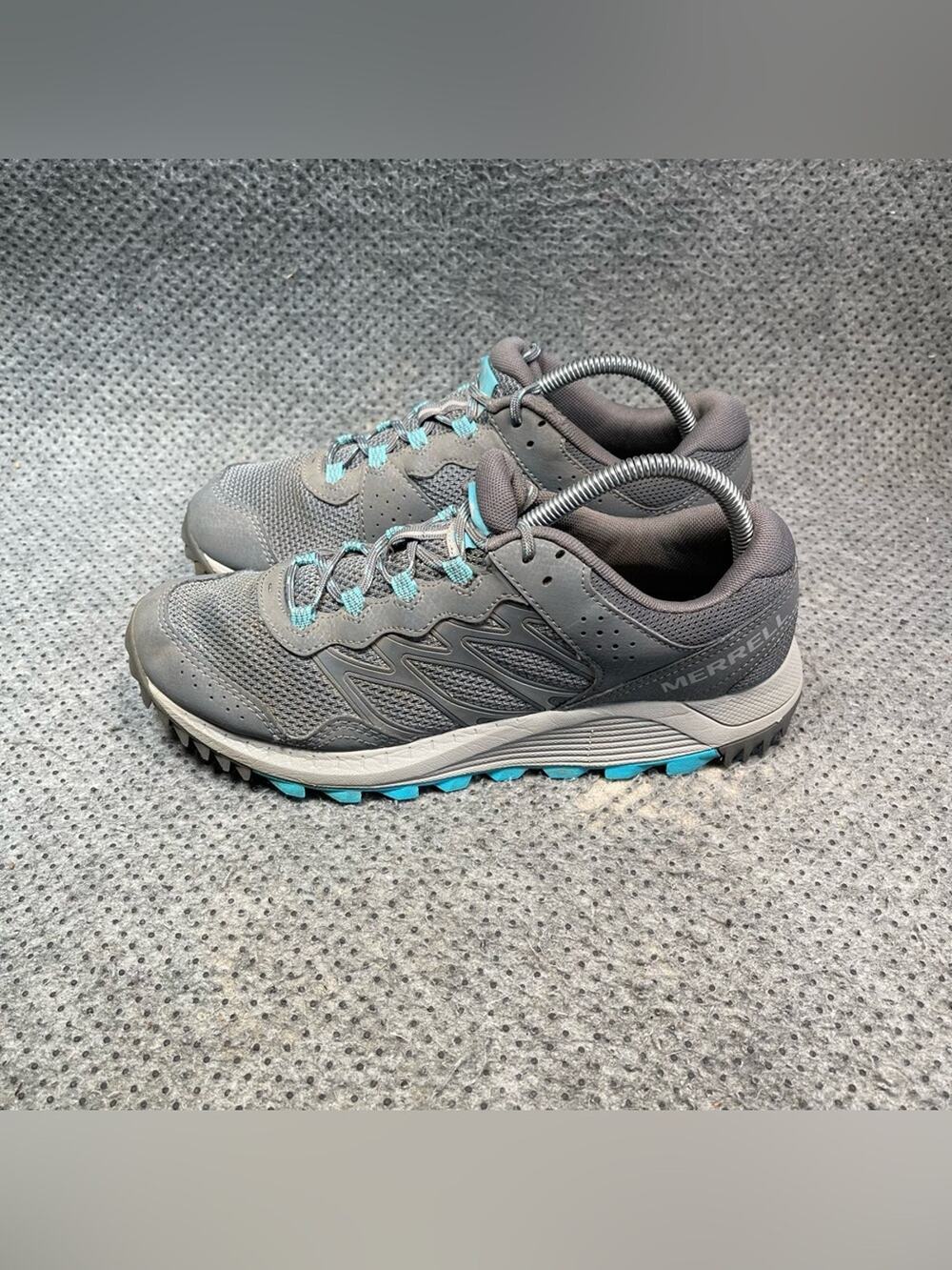 Merrell Wildwood Grey Turquoise Hiking Shoes Size 9.5 Women’s